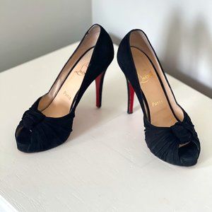 Christian Louboutin Lady Peep Suede D'Orsay Pumps Size 8